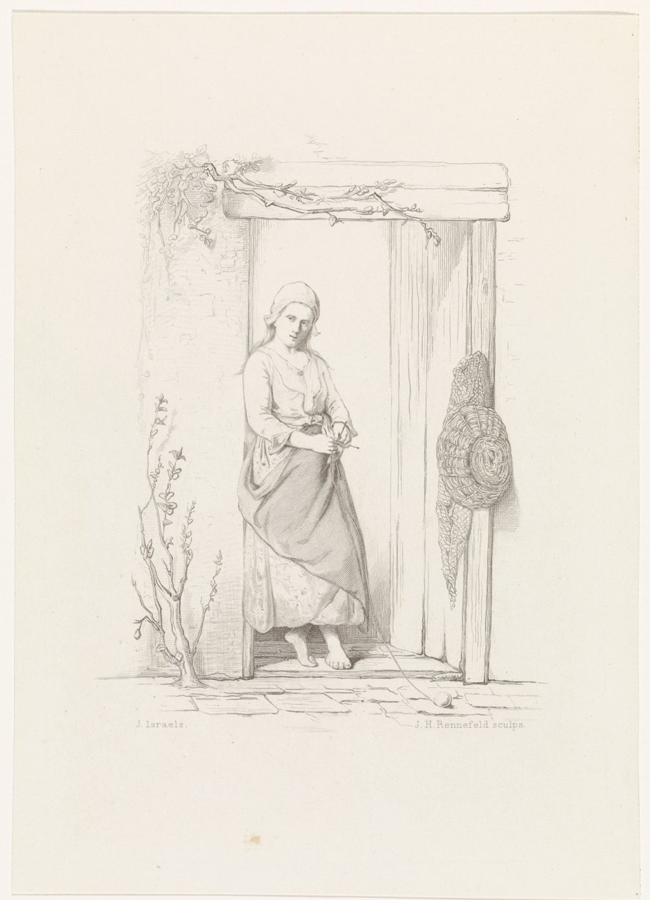 The Knitter by Johann Heinrich Maria Hubert Rennefeld