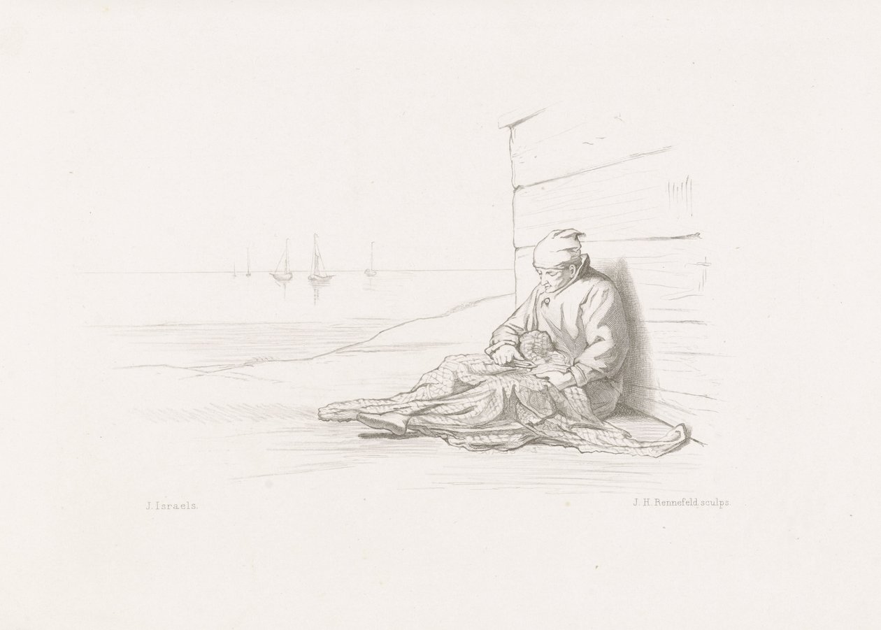 Mending Nets by Johann Heinrich Maria Hubert Rennefeld