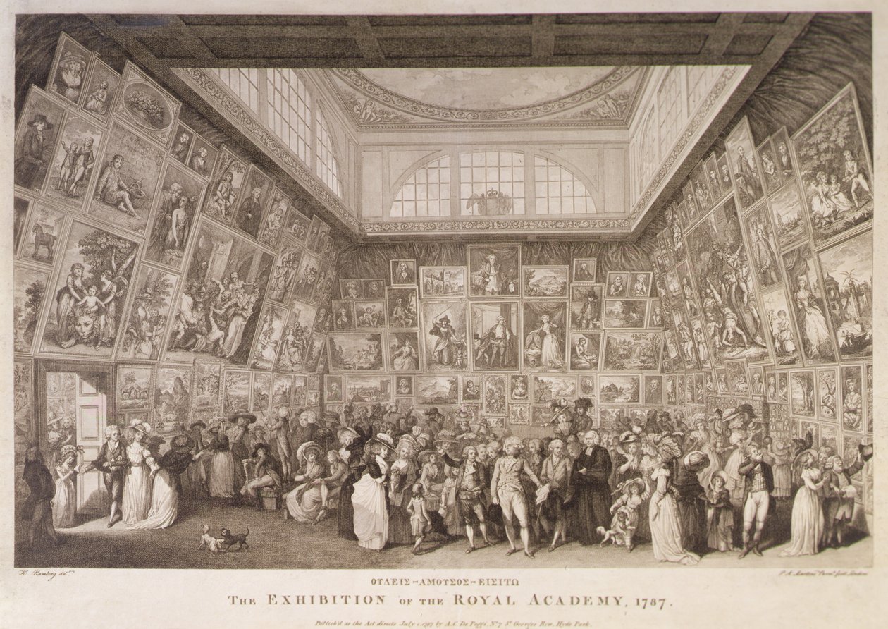 Interior View of Somerset House Showing an Exhibition of the Royal Academy of Arts in 1787 by Johann Heinrich Ramberg