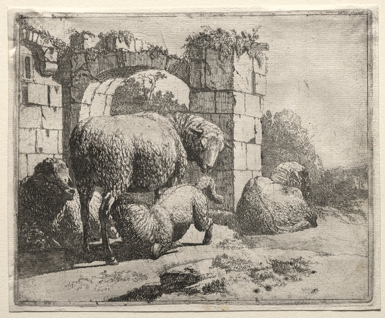 Sheep Near the Ruins of an Arch by Johann Heinrich Roos