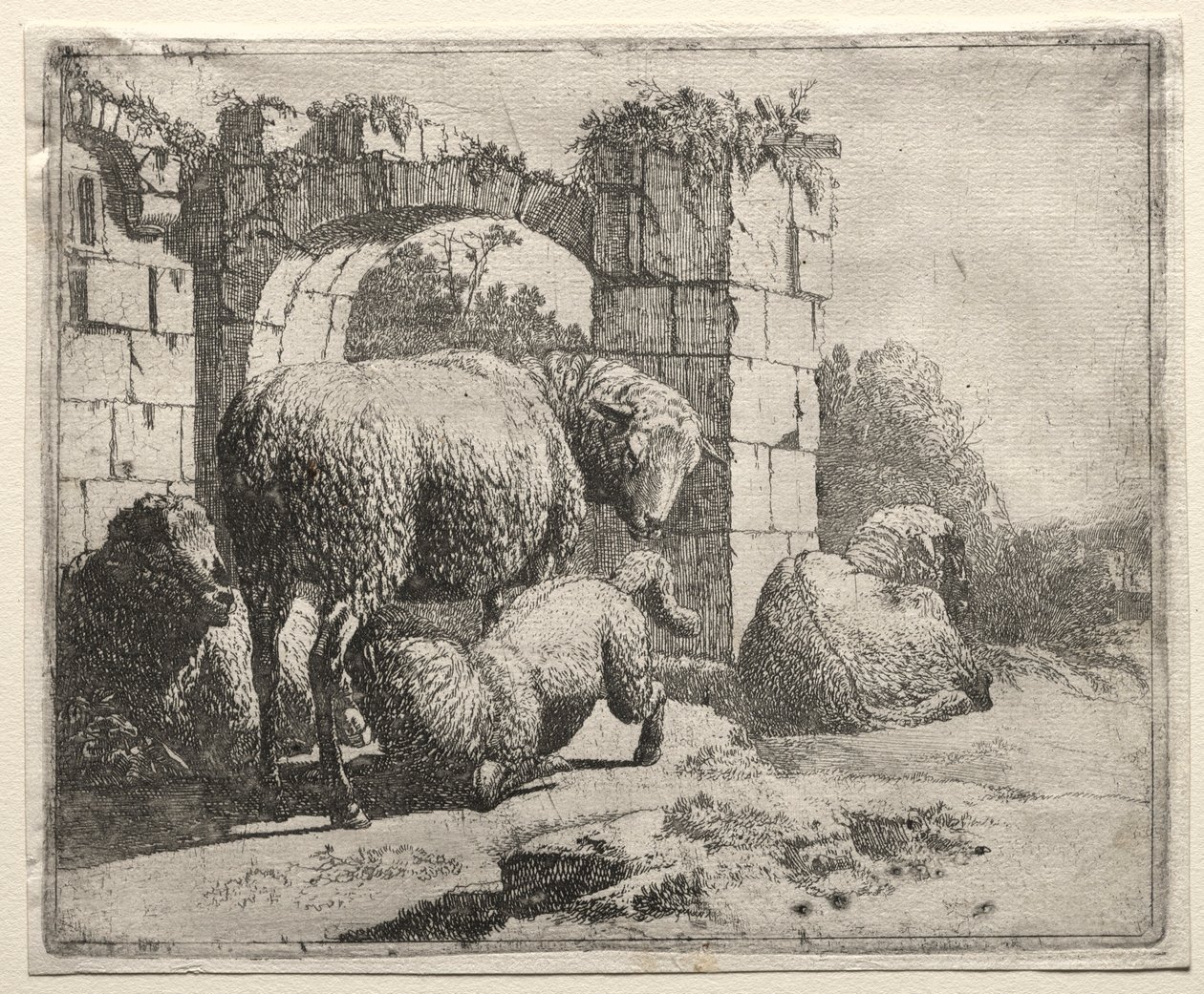 Sheep Near the Ruins of an Arch by Johann Heinrich Roos