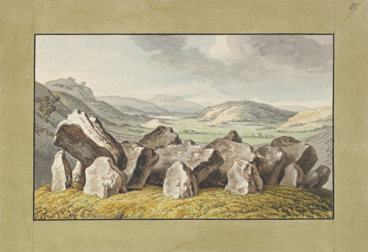 A Prehistoric Stone Circle on a Mound, an Extensive Landscape Beyond, mid-18th-early 19th cent. by Johann Heinrich Wilhelm Tischbein