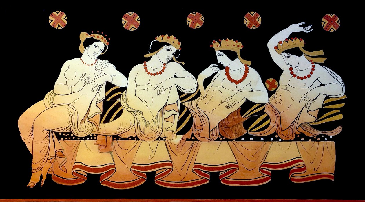 A Female Prostitute Entertains Three Men During a Feast c.1796 by Johann Heinrich Wilhelm Tischbein
