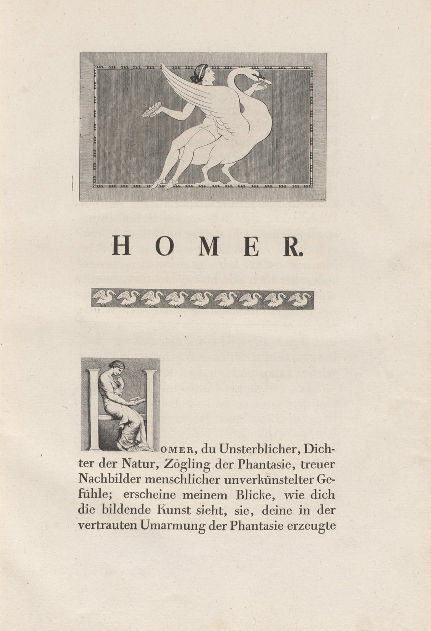 Homer Drawn After Antiquity by Johann Heinrich Wilhelm Tischbein for authors Homer and Christian Gottlob Heyne