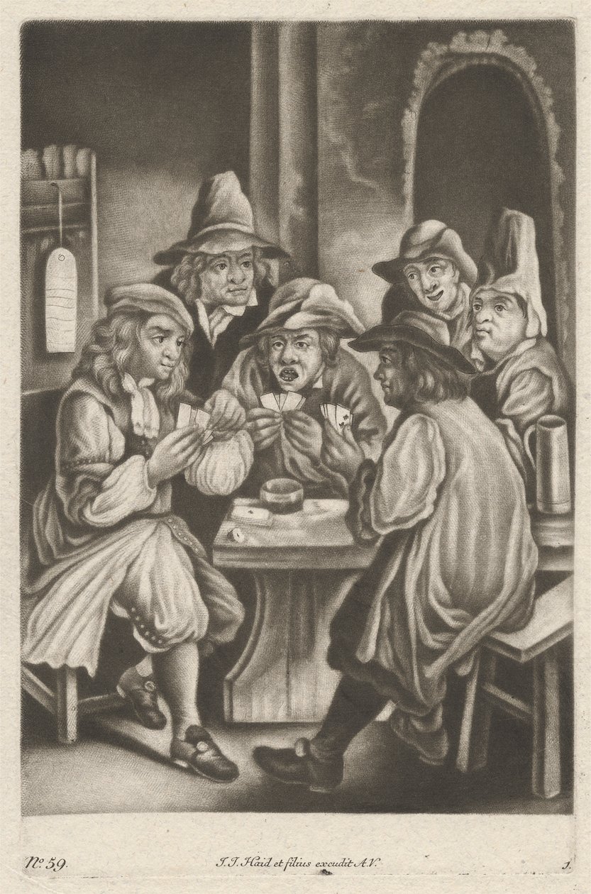 Men Playing Cards by Johann Jacobus Haid