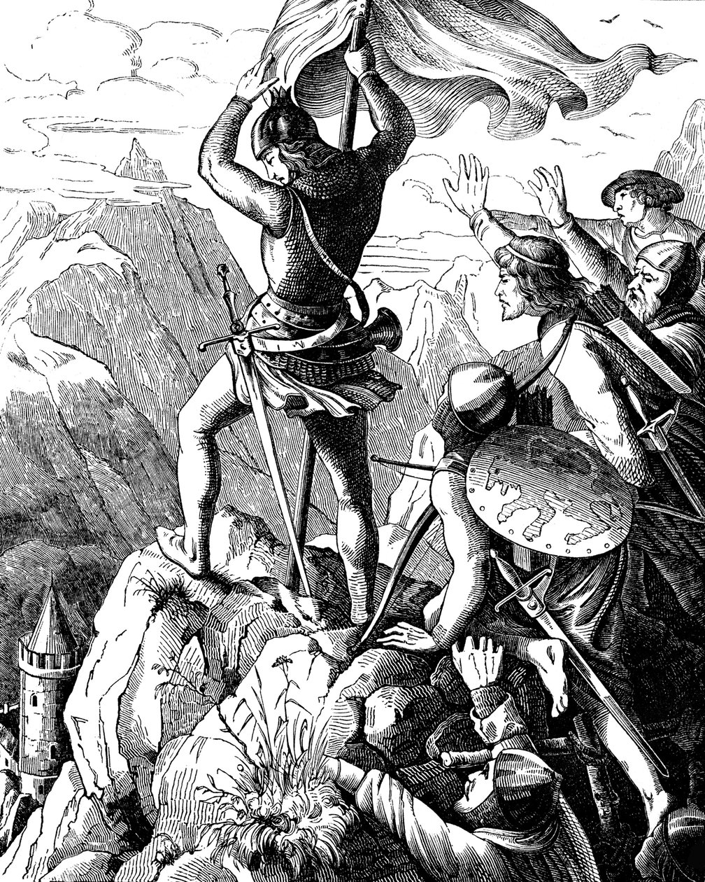 Otto I of Bavaria Prevents a Defeat of Emperor near Verona, Illustration from the Geschichte des deutschen Volkes by E. Duller by Johann Jakob Kirchhoff