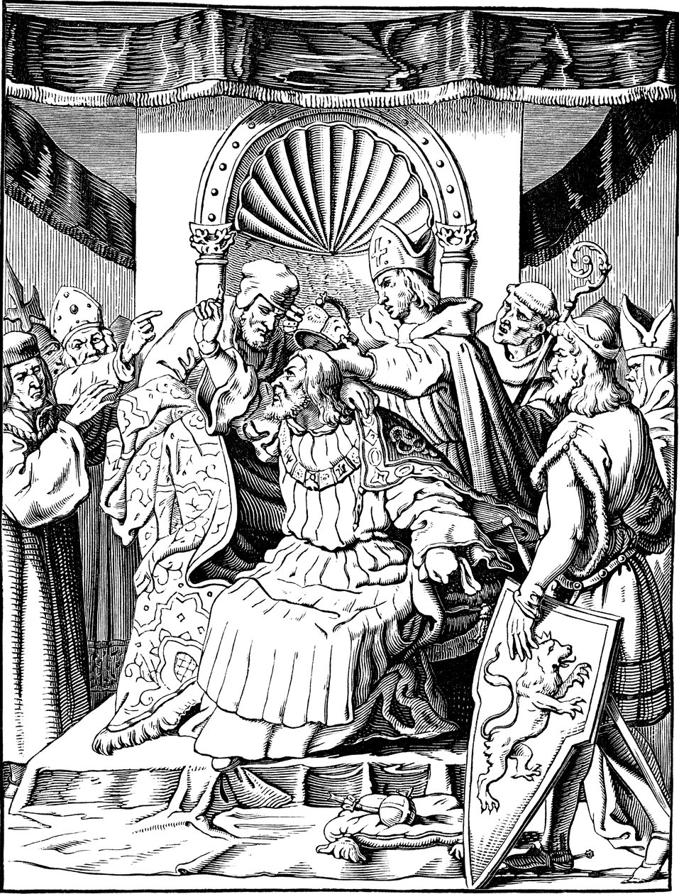 The abdication of Emperor Henry IV in Ingelheim Illustration from the Geschichte des deutschen Volkes by E. Duller by Johann Jakob Kirchhoff