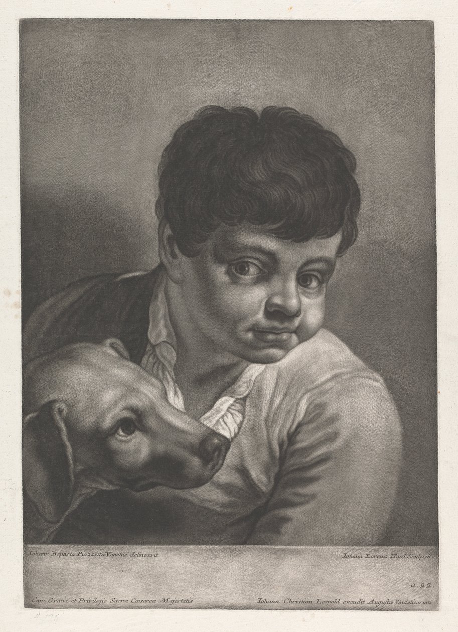 Portrait of Boy and Dog by Johann Lorenz Haid