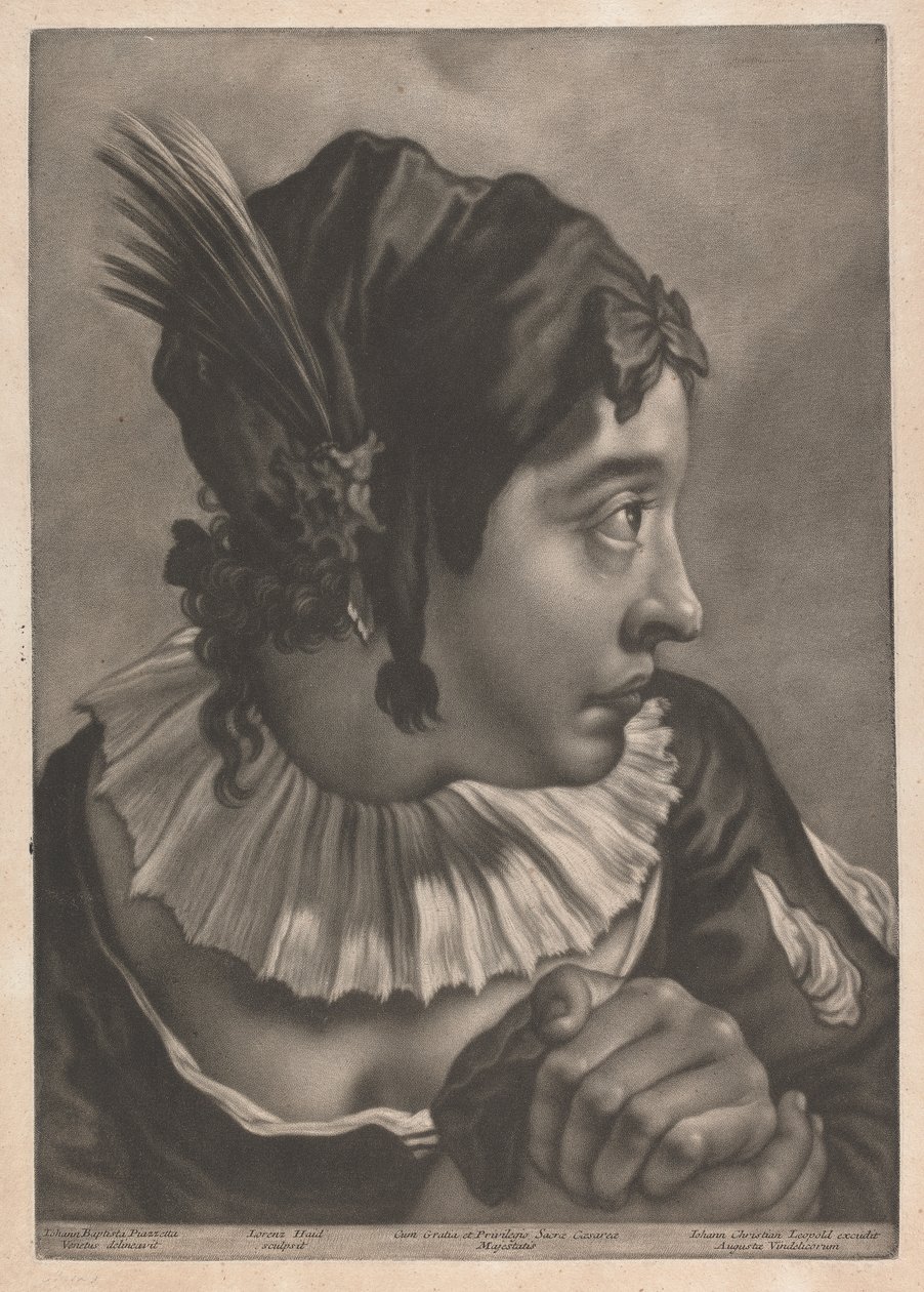 Portrait of a Woman Wearing a Feather by Johann Lorenz Haid