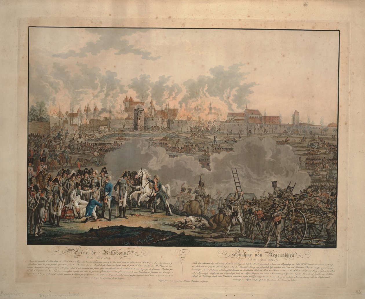 The Battle of Ratisbon on 23 April 1809 by Johann Lorenz Rugendas the Younger