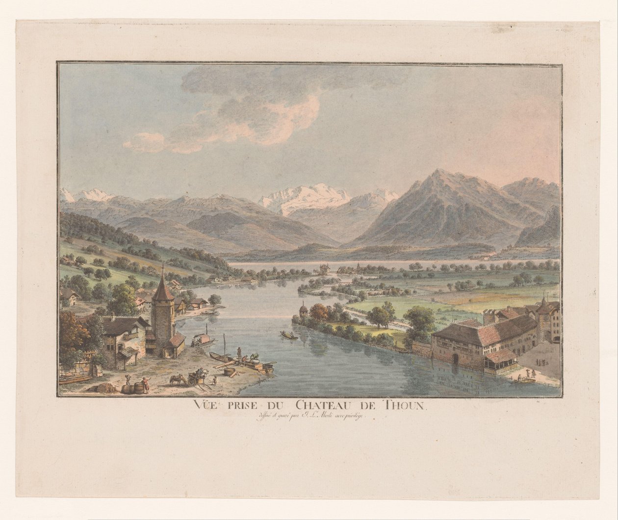 View of Lake Thun from Thun Castle by Johann Ludwig Aberli