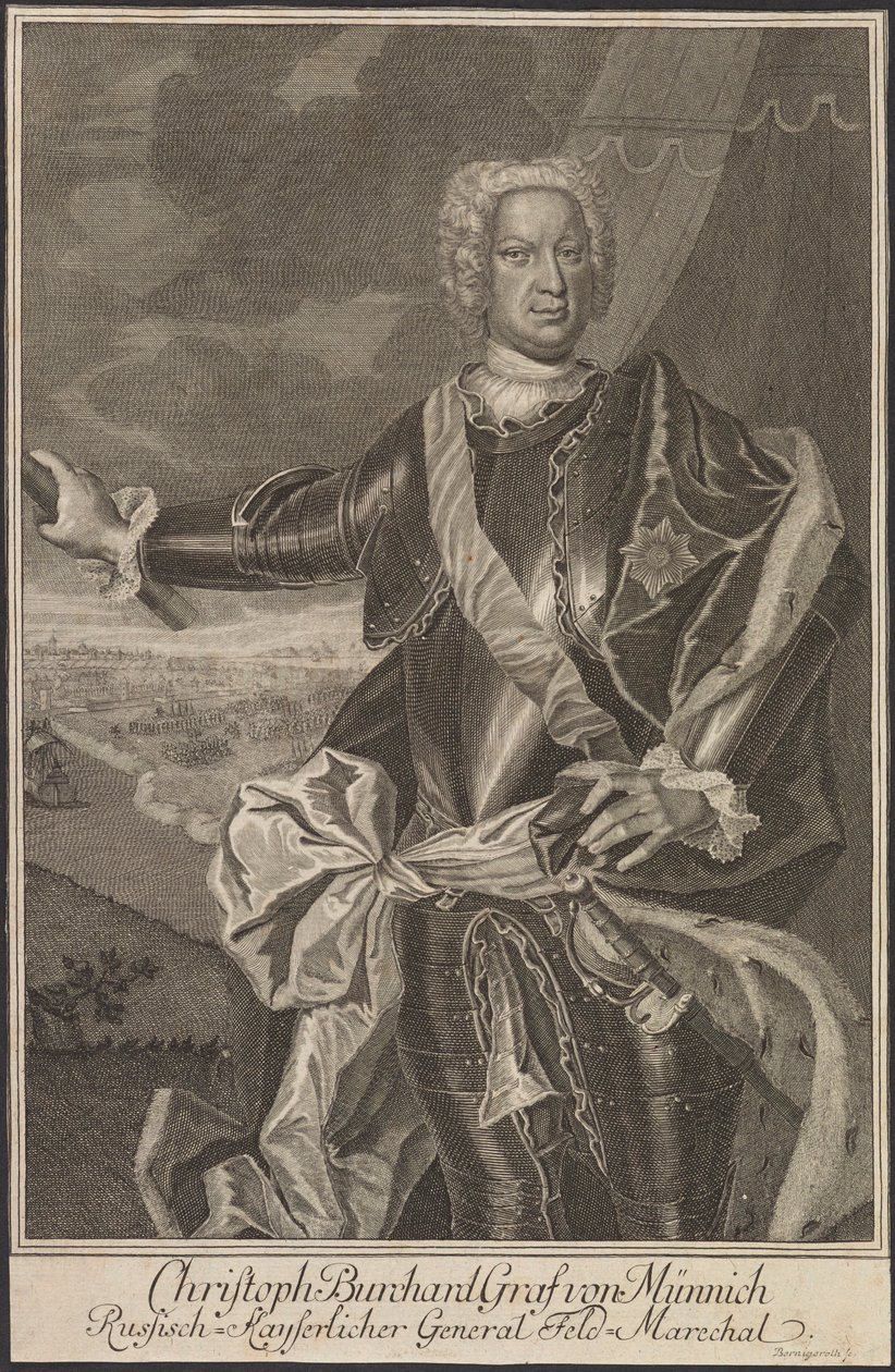 Portrait of Count Burkhard Christoph von Münnich by Johann Martin Bernigeroth