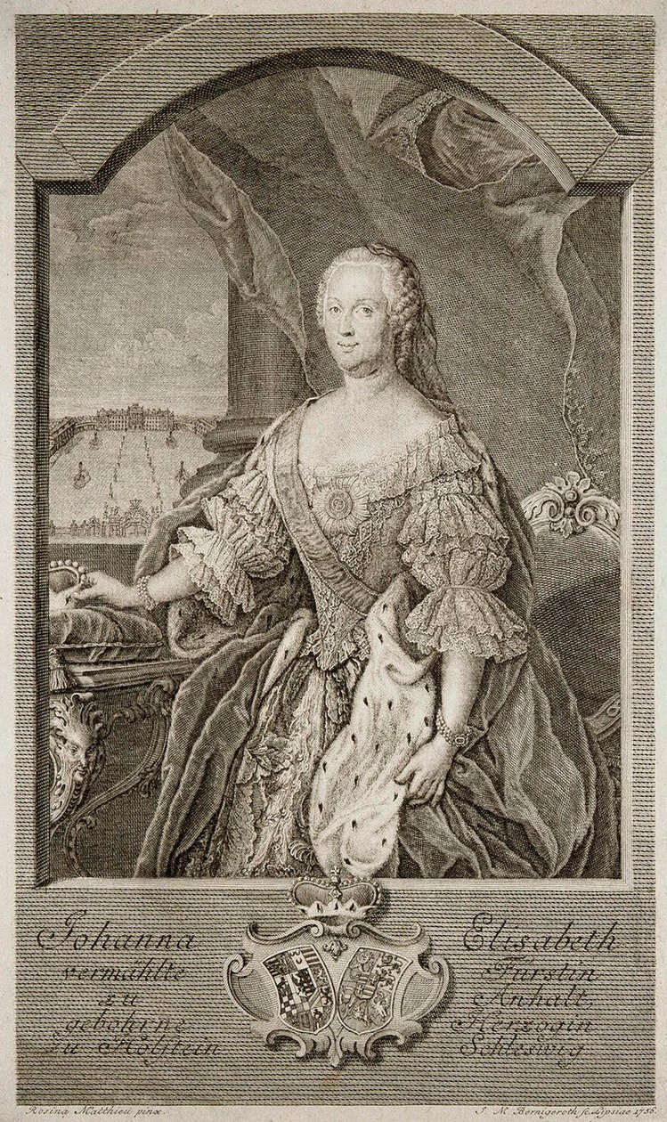 Portrait of Johanna-Elizabeth, Electress of Anhalt-Zerbst, Mother of Catherine II by Johann Martin Bernigeroth