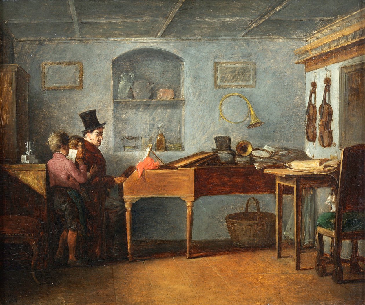 The Schoolmaster with the Boys Singing Flat at the Piano by Johann Michael Neder