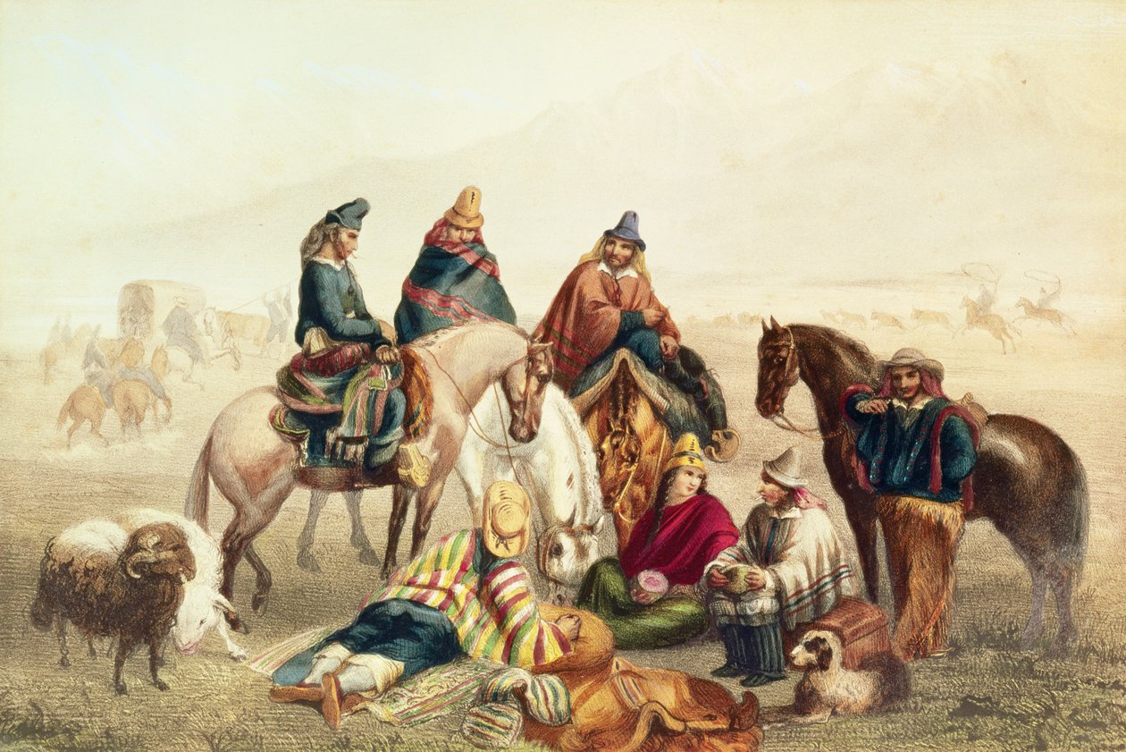 Costumes of Chilean Rustics, illustration from 