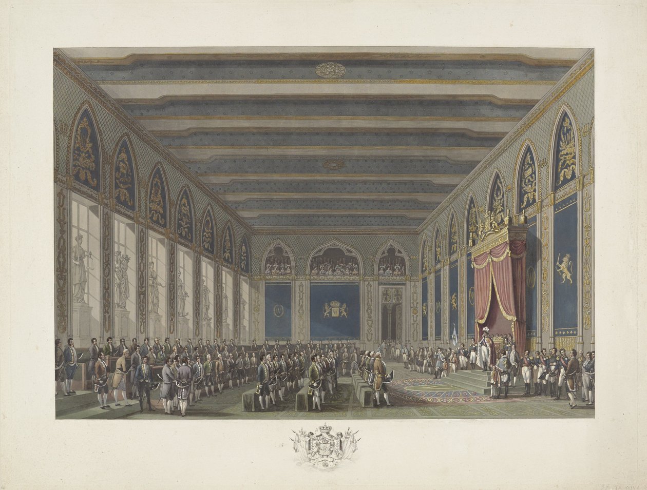 Establishment of the States-General by King William I in Brussels on September 21, 1815 (Twelve Plates of the Arrival and Inauguration of William I in Brussels and the Battles of Quatre-Bras and Waterloo in 1815) by Johann Nepomuk Gibèle (possibly)