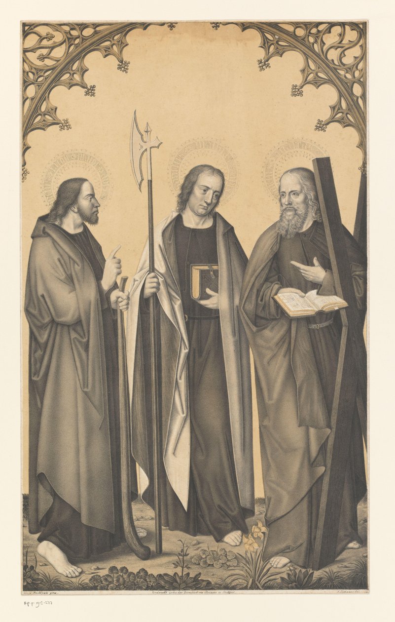 Saint James the Younger, Matthew, and Andrew (series title: Works from the Collection of the Boisserée Brothers) by Johann Nepomuk Strixner