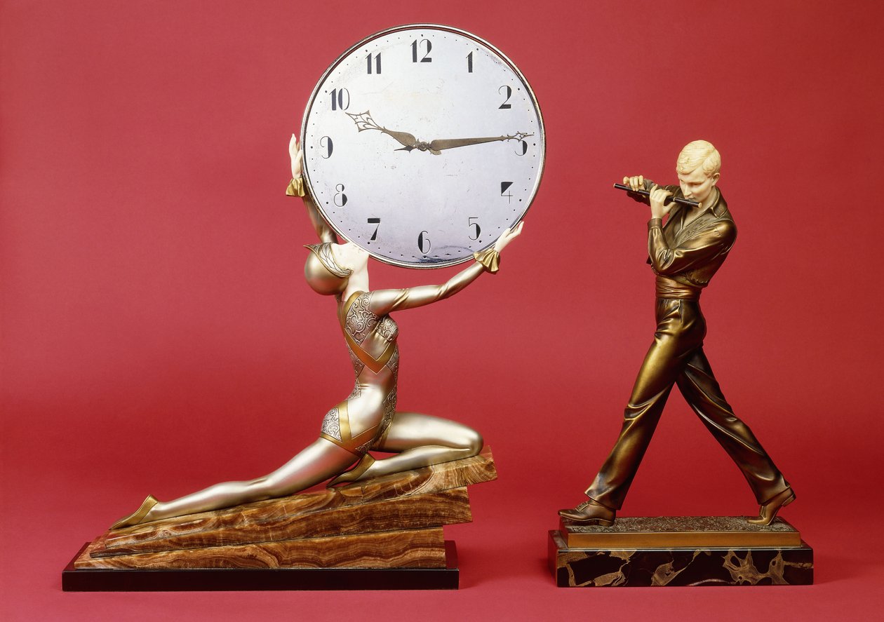Kneeling Girl with Clock, and a Flute Player