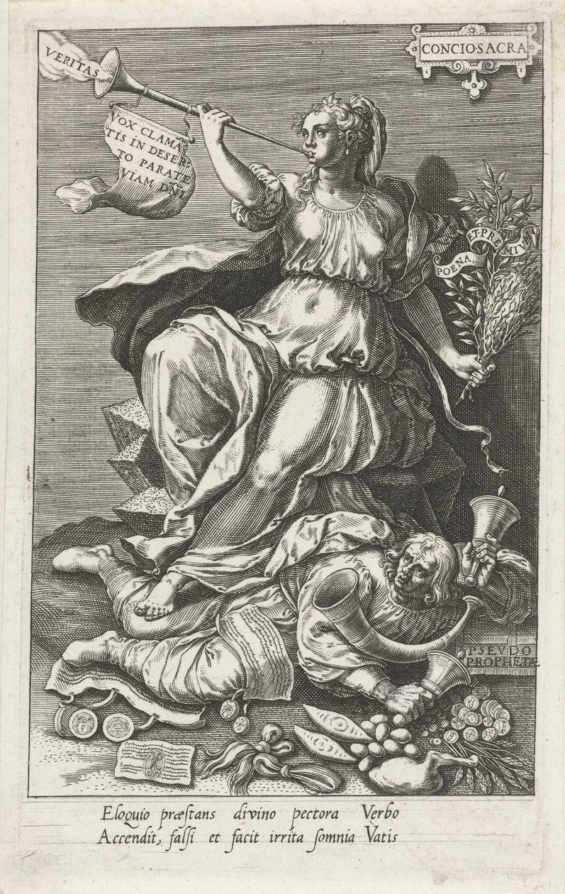 Conscience (Conciosacra) Overcomes False Prophets (Pseudo Prophetae) (The Virtues Overcome the Vices) (series title) by Johann Sadeler (I)