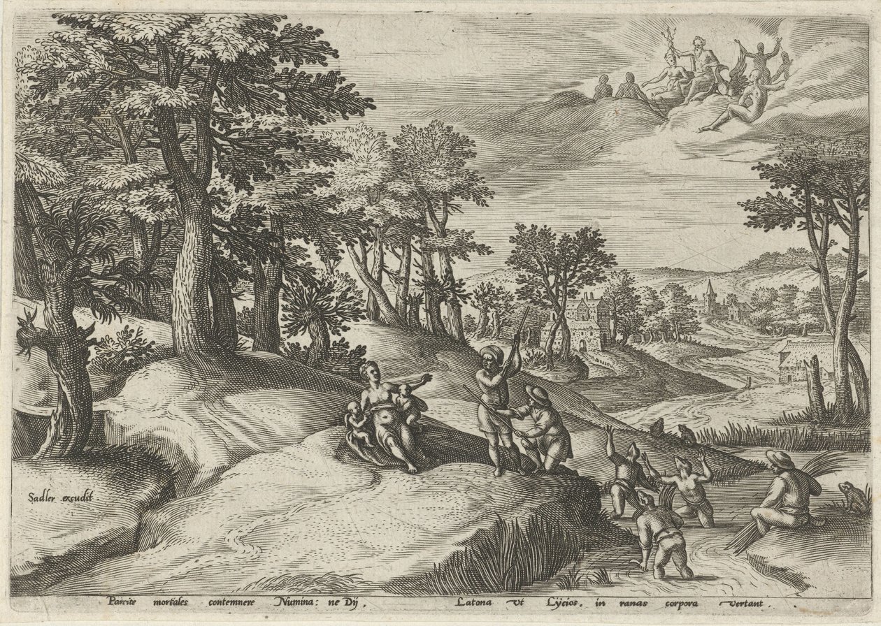 Leto (Latona) Turns the Lycians into Frogs (Landscapes with Mythological Scenes) by Johann Sadeler (I)
