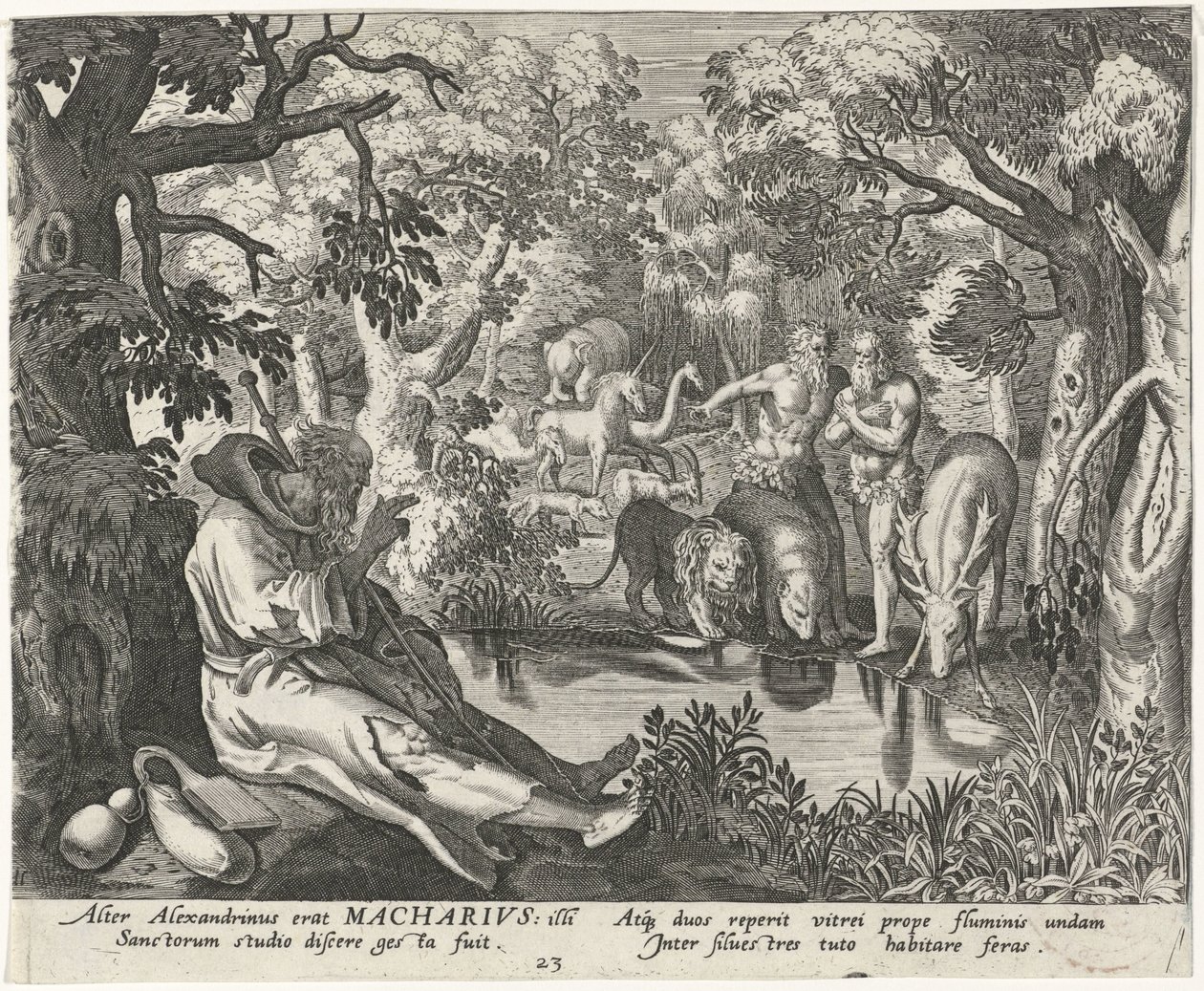 Macarius of Alexandria as a Hermit (Male Hermits) by Johann Sadeler (I)