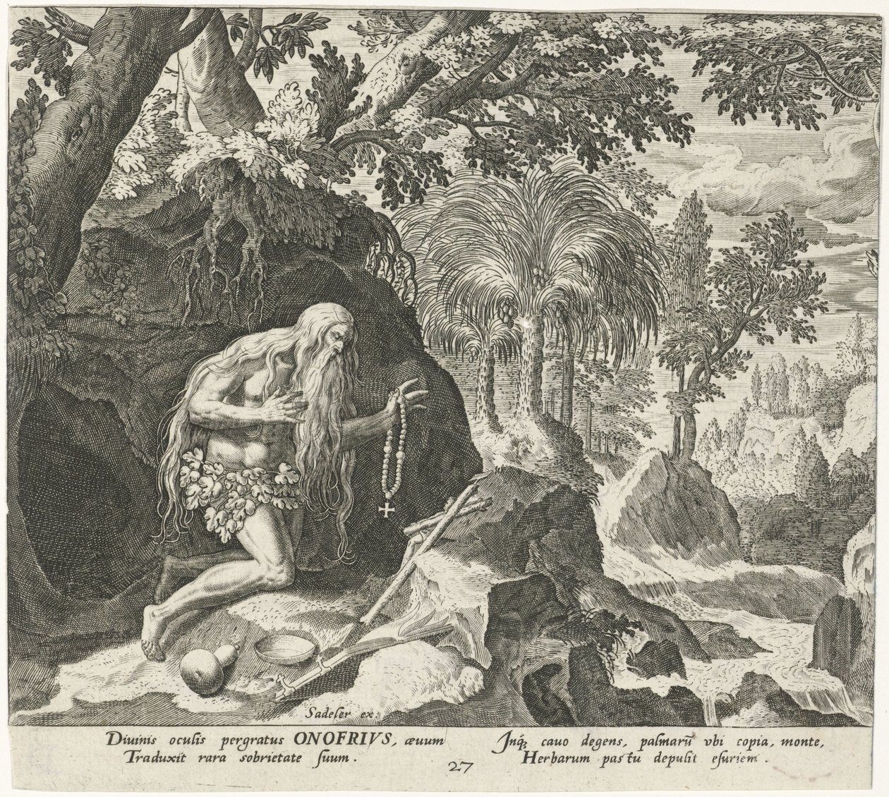 Onuphrius the Great as a Hermit (Male Hermits) (Solitudo Sive Vitae Patrum Eremicolarum) by Johann Sadeler (I)