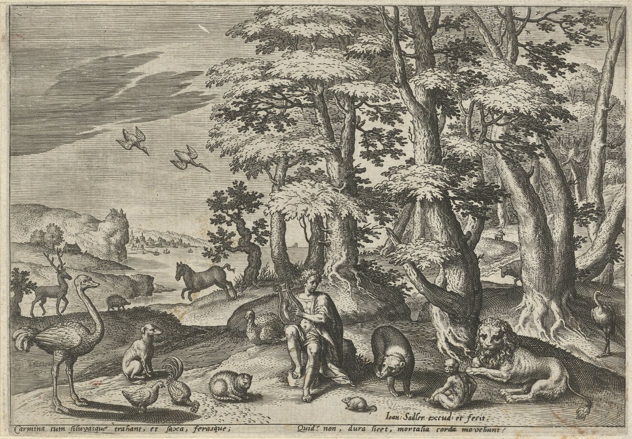 Orpheus Playing Music for the Animals (Landscapes with Mythological Scenes) by Johann Sadeler (I)