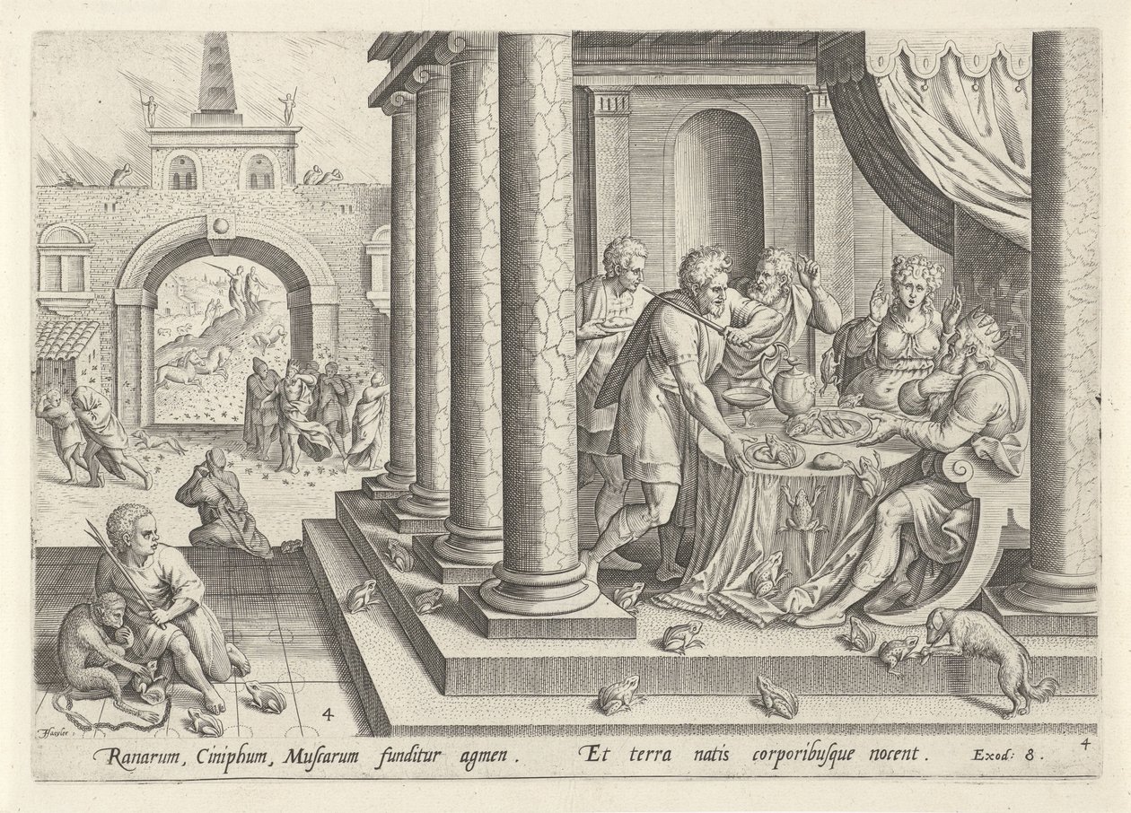 Plague of Frogs and Gnats History of Moses Before the Exodus (series title) by Johann Sadeler (I)