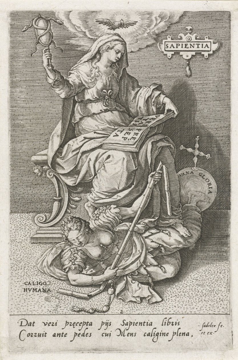 Wisdom (Sapientia) Overcomes Human Bewilderment (Caligo Humana) (The Virtues Overcome the Vices) by Johann Sadeler (I)
