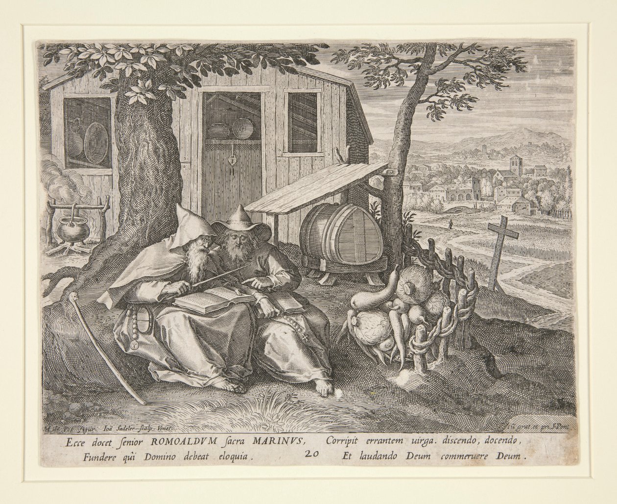 Saints Romualdus and Marinus (from Oraculum Anachoreticum, 20) by Johann Sadeler I