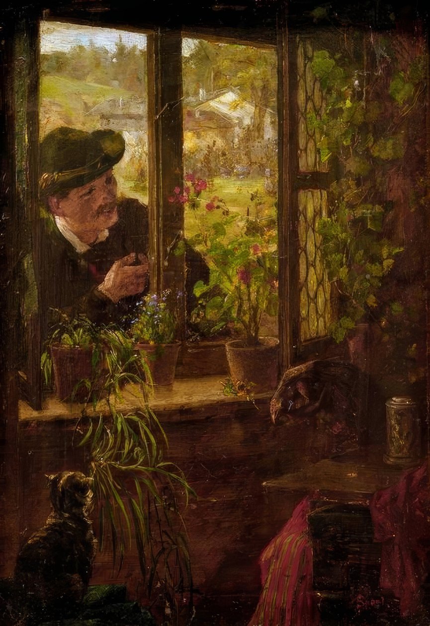 At the Window by Johann Sperl