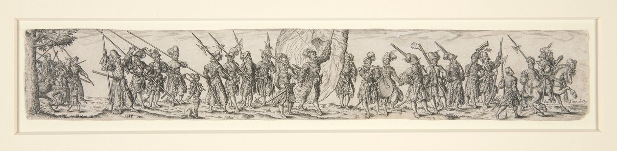 Marching Soldiers with a Standard Bearer by Johann Theodor de Bry