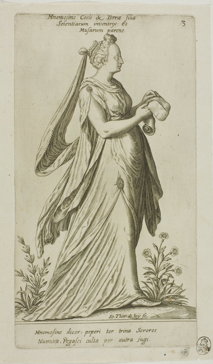 Mnemosyne (Memory), Plate 3 from Parnassus Biceps by Johann Theodor de Bry