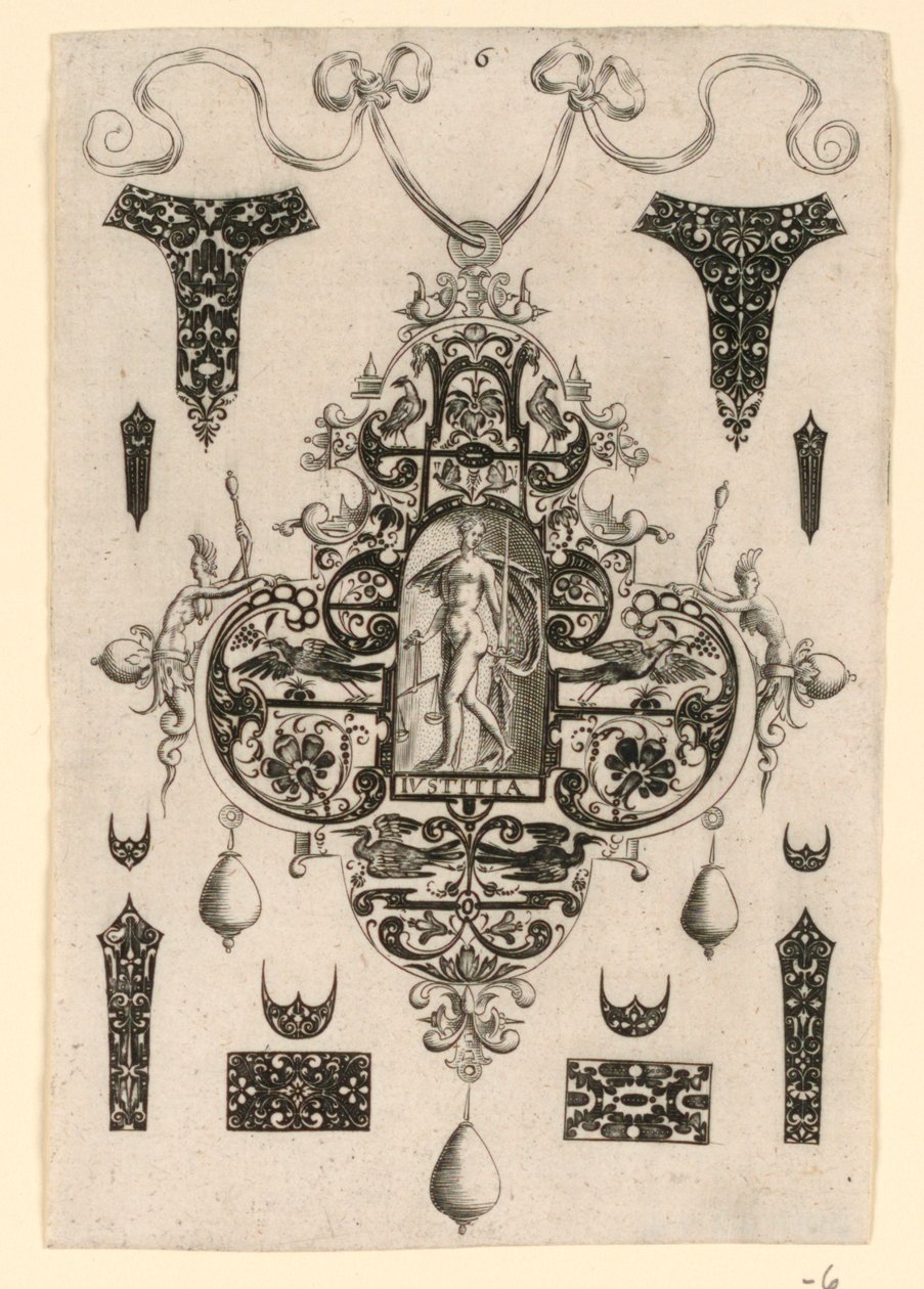 Plate 6, from a Series of Eight Pendant Designs with the Cardinal Virtues by Johann Theodor de Bry