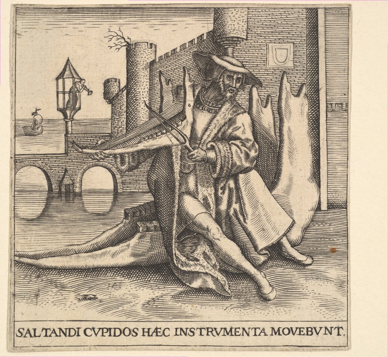 The Rich Man Playing Violin on a Jaw Bone by Johann Theodor de Bry