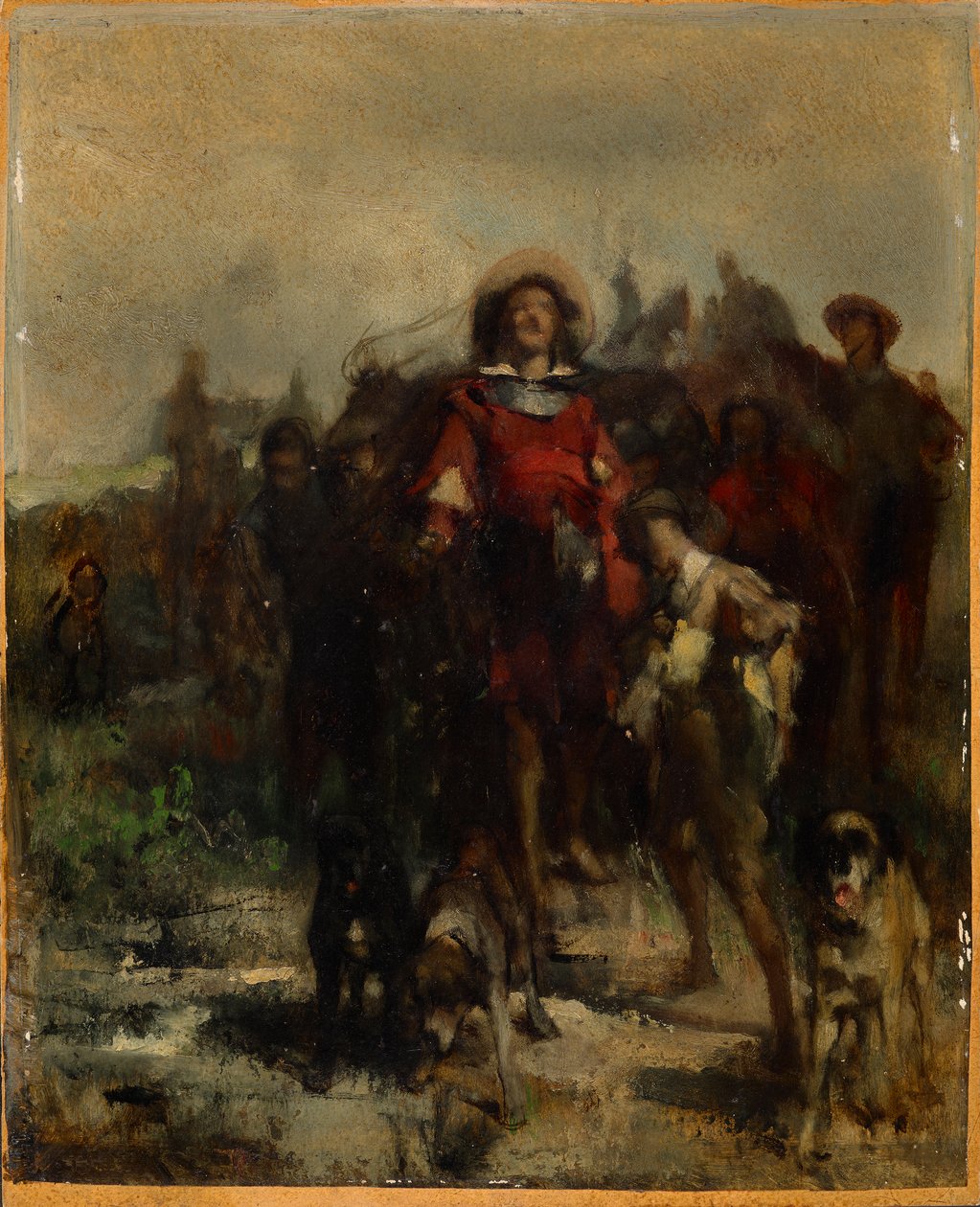Knight, Boy, and Three Dogs, Possibly Hunting by Johann  Till der Jüngere