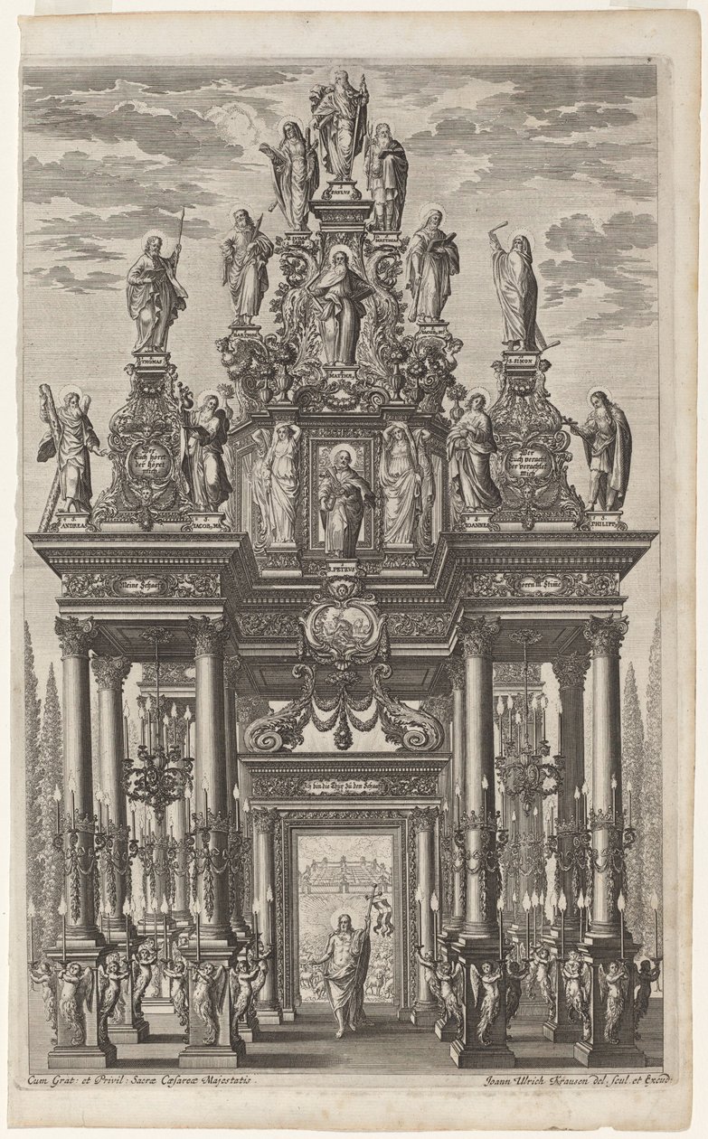 Frontispiece with Triumphal Arch with Christ and the Apostles by Johann Ulrich Kraus