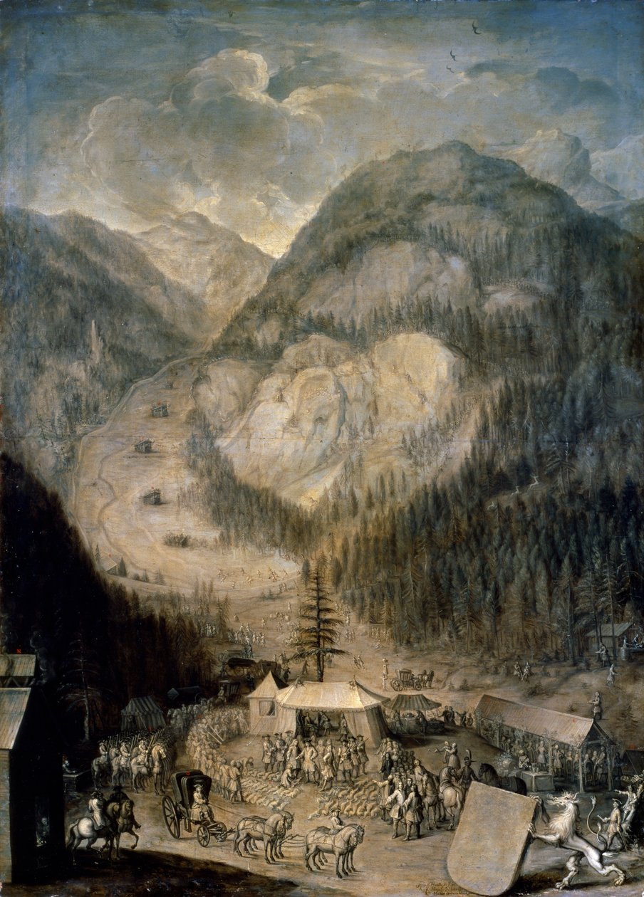 Charles VI, Holy Roman Emperor, inspecting the kill of chamois deer in Eisenerz by Johann Veit Hauck