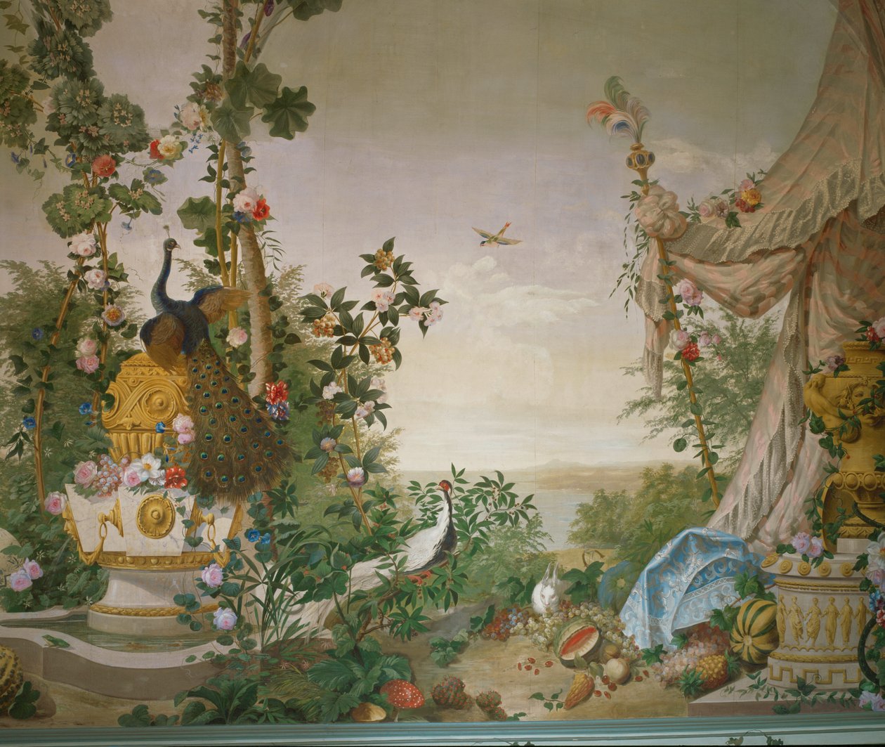 Garden Scene with Peacock and Tent in the Garden Room of Schoenbrunn Palace by Johann Wenzel Bergl