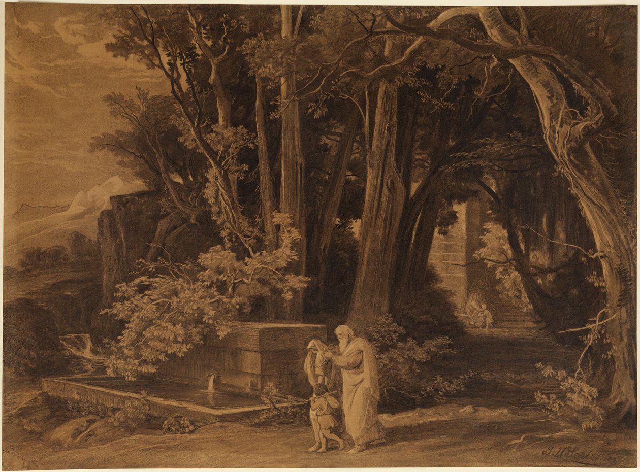 The Expulsion of Hagar with Ishmael (Genesis 21:14) by Johann Wilhelm Schirmer