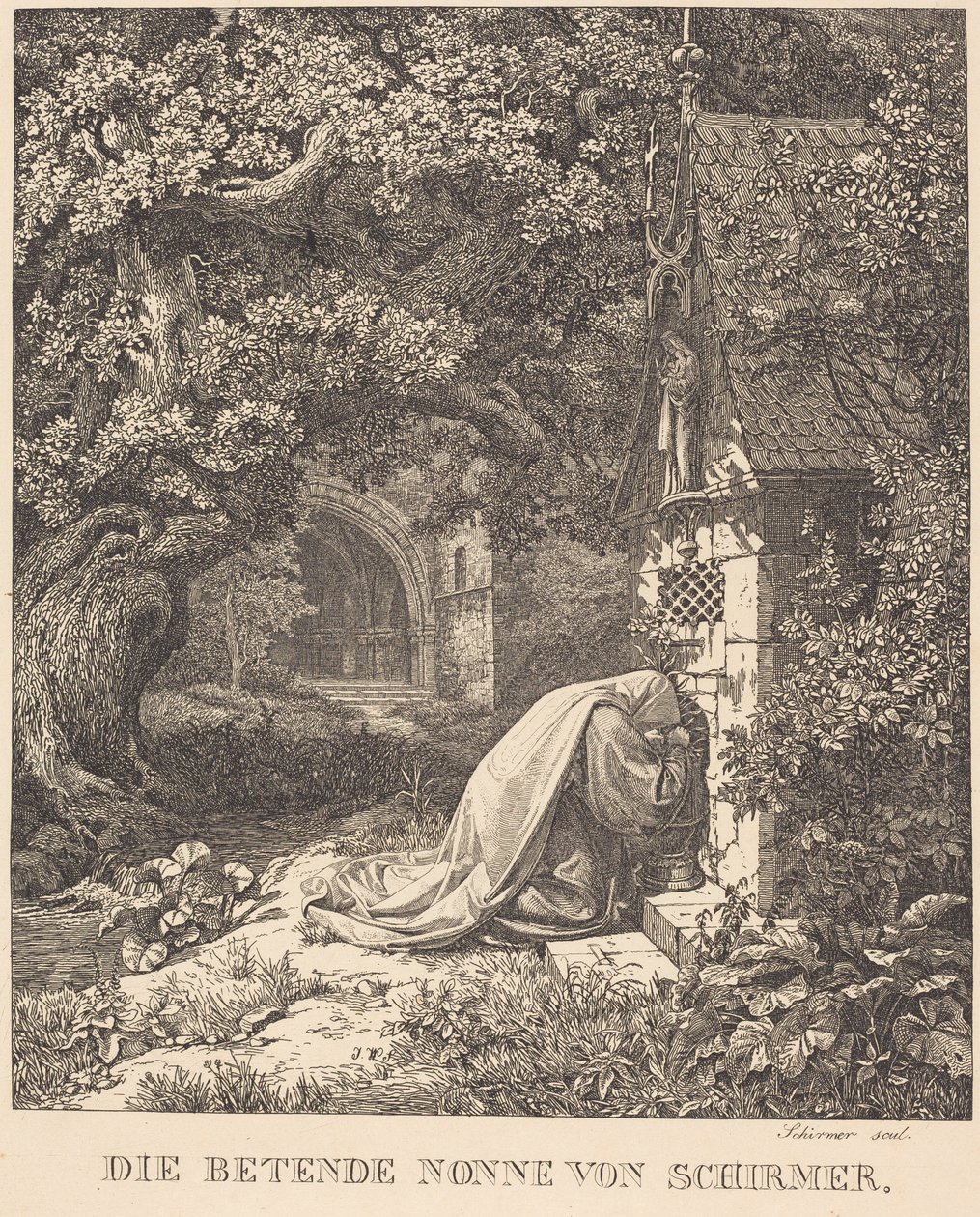 The Praying Nun by Johann Wilhelm Schirmer