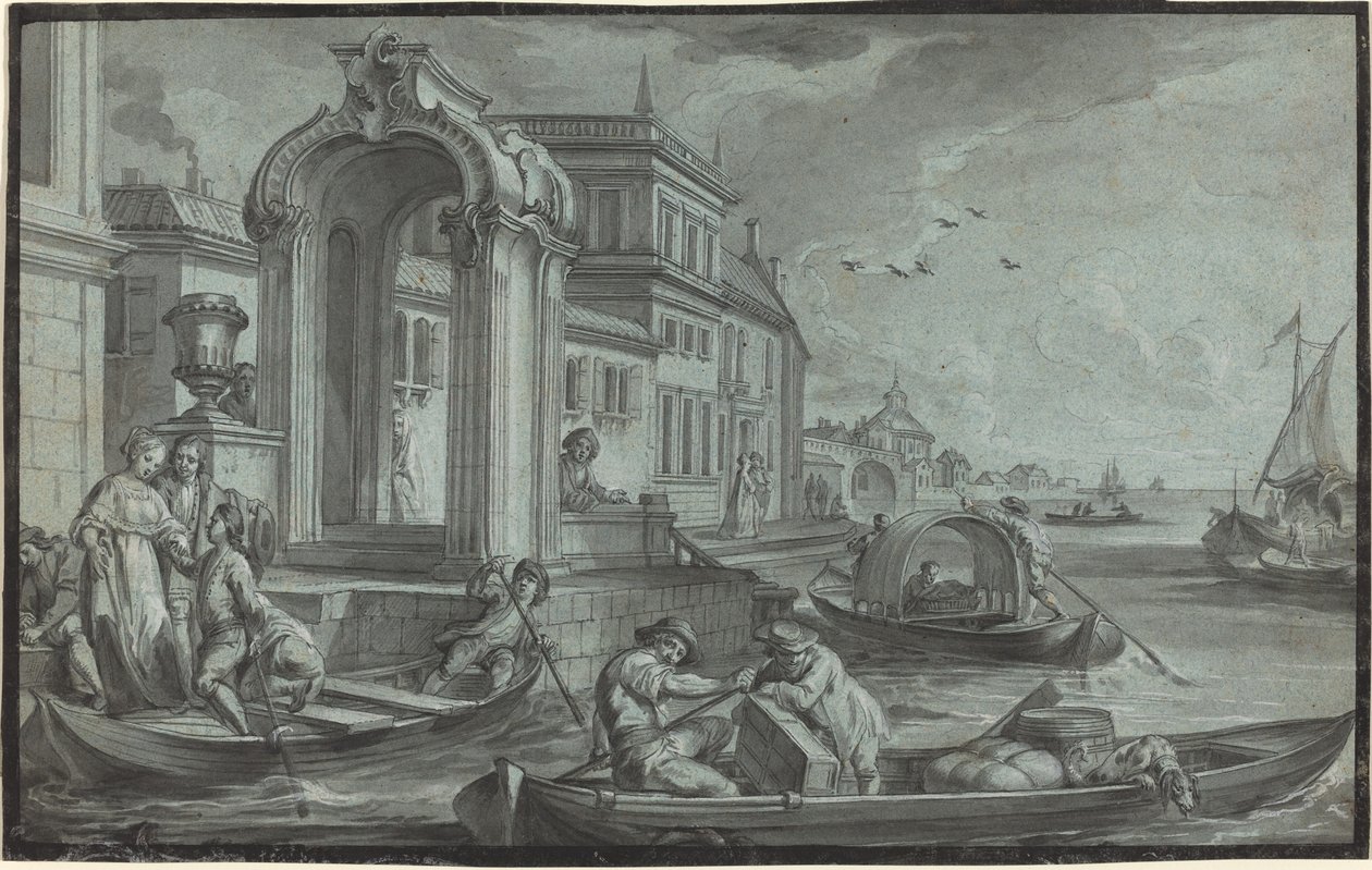 Venetian Fantasy with an Ornamental Arch by Johann Wolfgang Baumgartner
