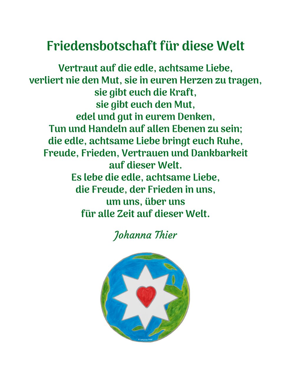 Peace Message for this World by Johanna Thier