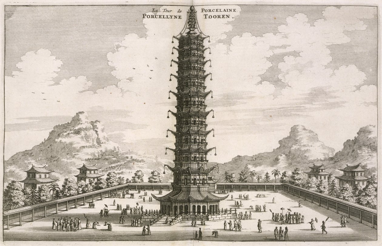 The Porcelain Tower, from an Account of a Dutch Embassy to China, written and illustrated by Johannes Nieuhof and published by Jacob van Meurs by Johannes Nieuhoff