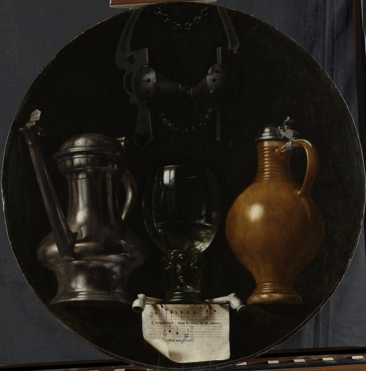 Emblematic Still Life with Flagon, Glass, Jug and Bridle, 1614 by Johannes Torrentius