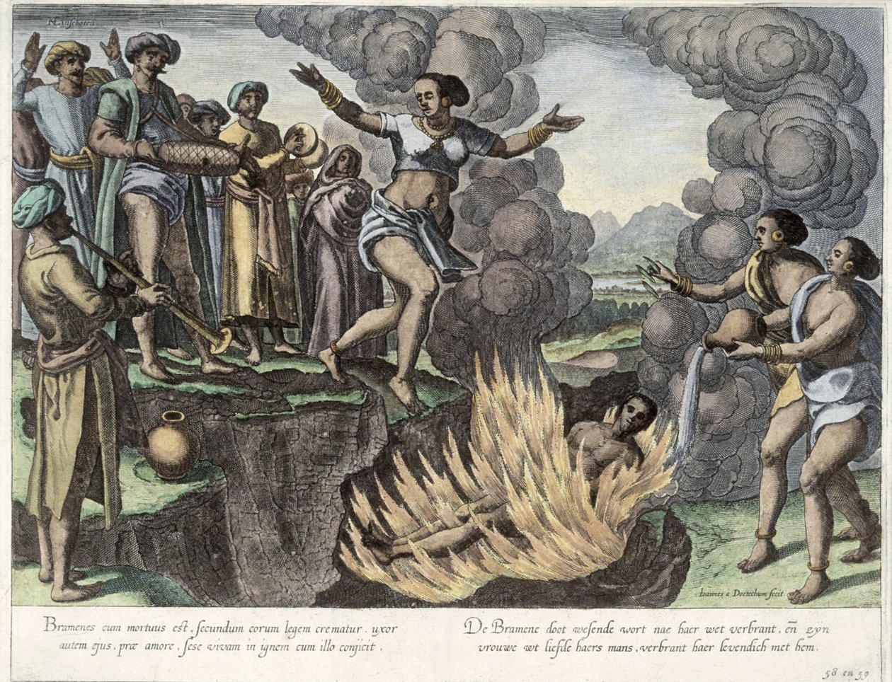 Sati, illustration from 'Jan Huyghen van Linschoten, His Discourse of ...