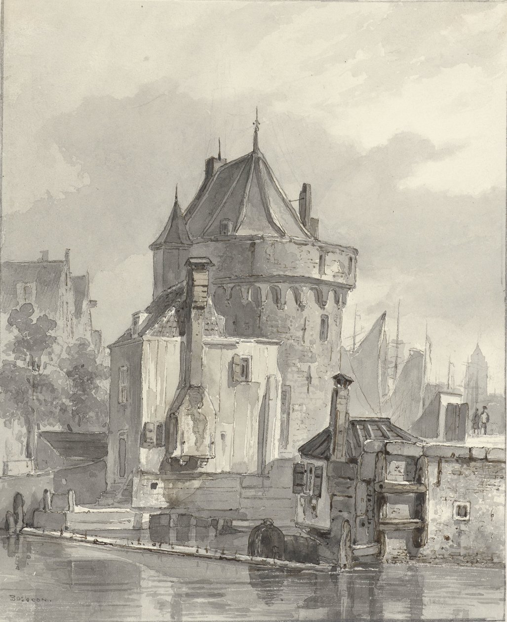 View of the Hoofdtoren in Hoorn by Johannes Bosboom