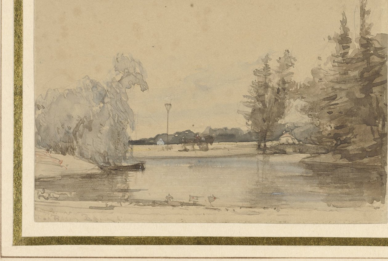 View Over the Pond of the House at Leede (?) by Johannes Bosboom