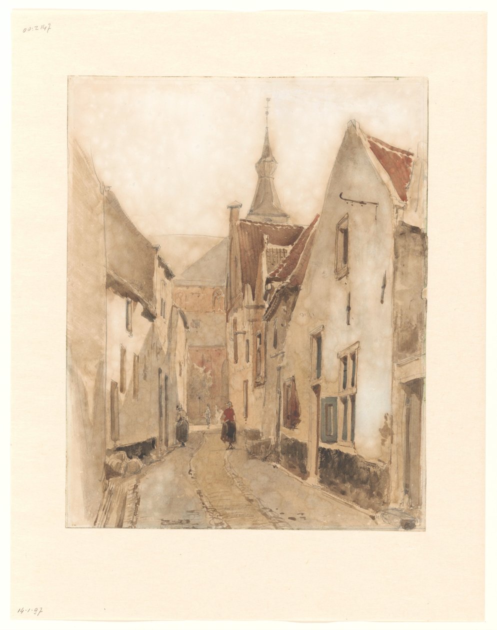 View from the Ridderstraat into the Kerksteeg, Hattem by Johannes Bosboom