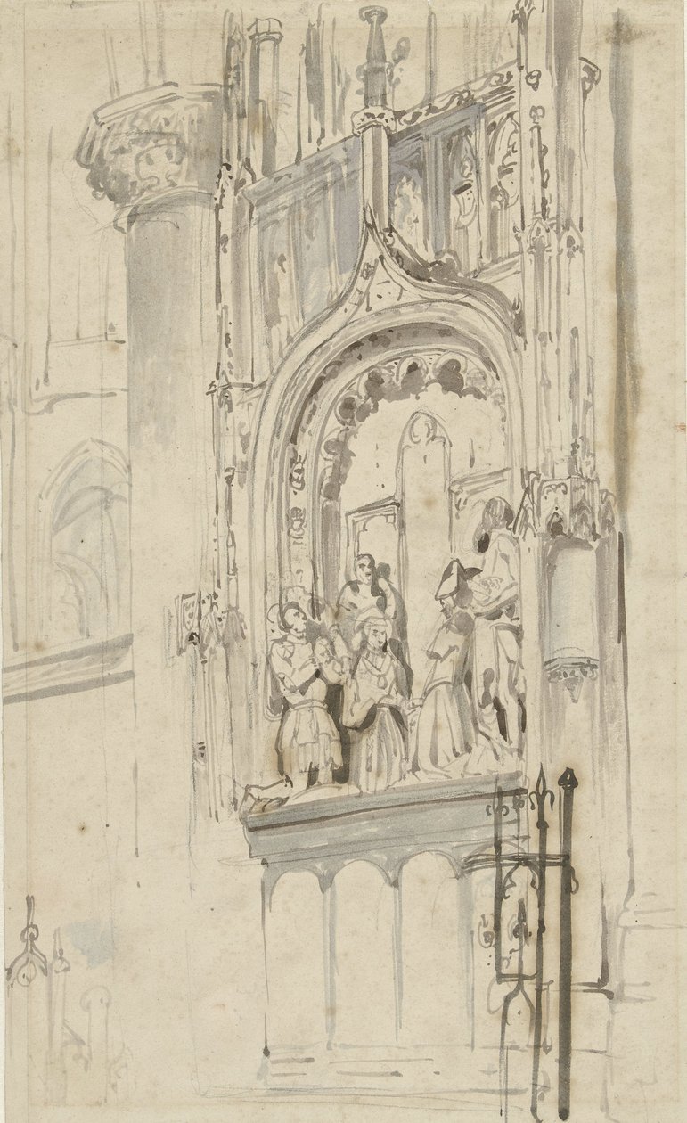 Tomb Monument of Engelbrecht I of Nassau, in the Grote Kerk in Breda by Johannes Bosboom